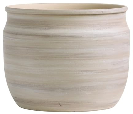 Olly & Rose Grand pot de fleurs en terre cuite brossé gris/marron taupe – Pot de fleurs en céramique 23 cm pour extérieur et intérieur pour la maison et le jardin
