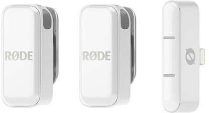 RØDE Wireless Micro - Compact Wireless Microphone, Two Mics with Charge Case for Smartphone Content Creation - Lightning, White