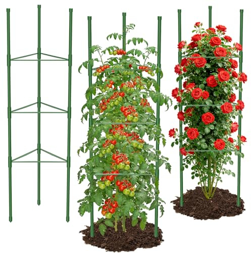 MYMULIKE 3 Pack Tomato Cage Extra Large, Up to 40 x 130CM, Tomato Plant Support Tomato Trellis for Raised Garden Bed, Garden Trellis Climbing Vegetables Plants