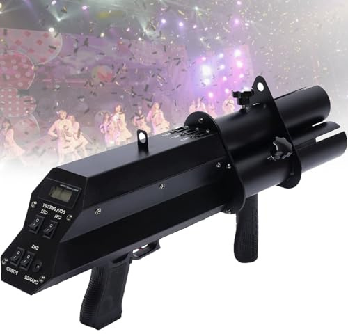 SgyGlyn Pistola de Confeti portátil de 3 Cabezales, Lanzador de Confeti portátil con batería integrada de 3500 mAh, Ideal para Bares, karaokes, presentaciones y Bodas Black