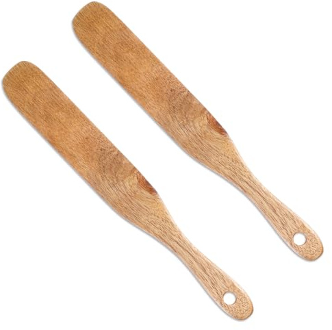 2Pcs Wooden Spatula for Sourdough Starter, Reusable Washable Sourdough Practical Spatula Sour Dough Tools Gift for Sour Dough Lovers for Baking Cooking NonStick Cookware