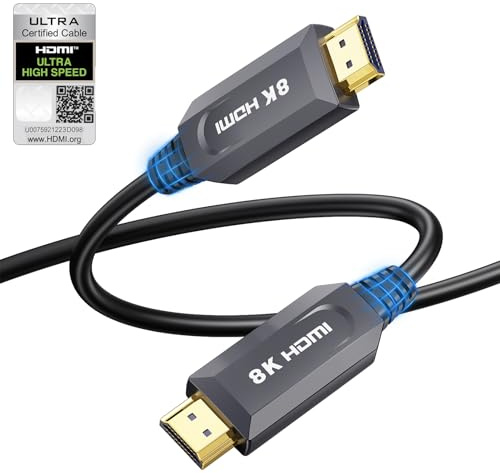 DavVision 8K HDMI Cable 10M/33FT, in-Wall CL3 Rated Fiber Optic HDMI Cable 2.1 Support [8K@60Hz] Dynamic HDR/eARC/HDCP 2.2&2.3/3D, Certified Ultra High Speed Long HDMI Crod for HDTV, Laptop, PC…