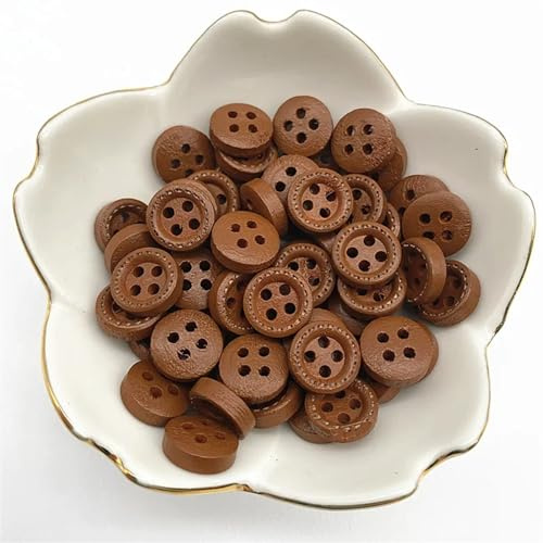 Knappar 50 st, 10 mm, 4hål, minifärg, barnknappar, trä, kläder, bröllopsdekoration, sytillbehör (13)