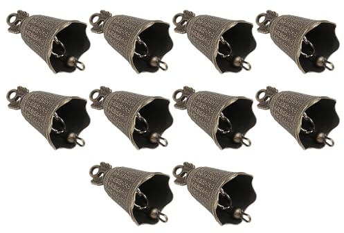 Toyvian 10pcs Clochettes Vintage en Fer Bronze pour Décoration DIY, Pendentifs Suspendus Style Rétro Surface Polie, pour Souvenirs et Noël
