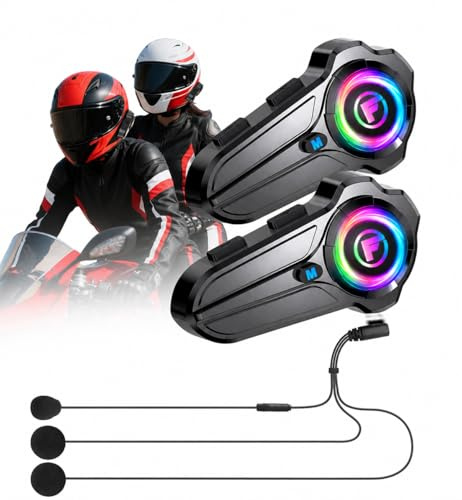 F10Pro Intercomunicador Casco Moto para 2 Personas, Comunicador Casco Moto Bluetooth 5.3, Emparejamiento Universal, Alcance de 1000m, Cancelación Inteligente de Ruido, IP67, Llamadas Manos Libres