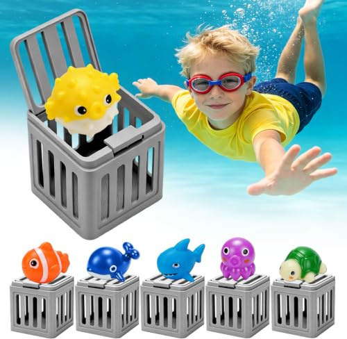 6 stycken dykleksaker för barn, undervatten räddning dykleksaker | Vattenleksak pool dykleksak för barn, pool burleksak med dykdjur, sommar badkar pool burleksak