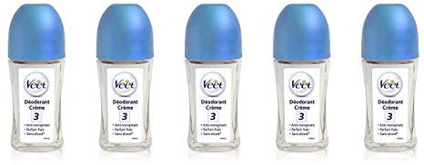 VEET Lot de 5 Déodorants Crème roll-on anti transpiration - 75ml