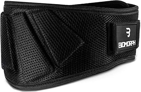 BIOMORPH Neopren Gewichthebergürtel für Krafttraining, Powerlifting, Bodybuilding, Crossfit für Damen und Herren (Black, M)