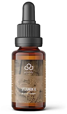 edubily® Vitamin K1 und K2 Komplex • 750 vegane Tropfen • Vorrat für über 5 Monate • Im Braunglas mit Pipette