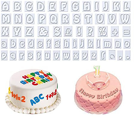 Ausstechformen Fondant Ausstechformen Buchstaben Alphabet Alphabet Kuchendekoration Backzubehör Set Buchstaben und Satzzeichen für Hochzeit Geburtstag Party Kuchen Dekoration 64 Stück
