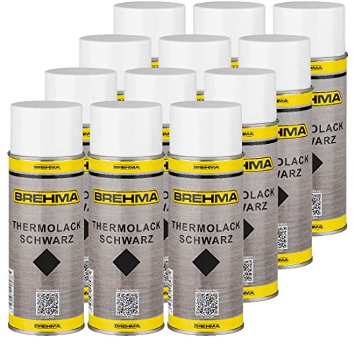BREHMA 12x Thermolack schwarz 400ml bis 600° C hitzebeständig Schutz abriebfest