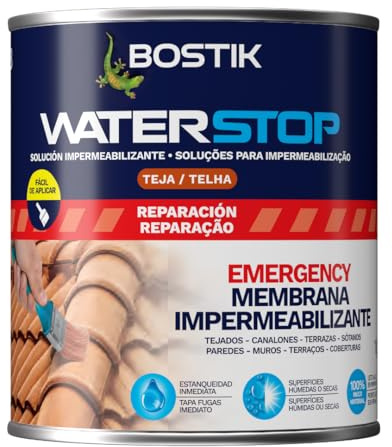 BOSTIK Waterstop Impermeabilizante de Reparación Terracota - Estanqueidad Inmediata, Superficies Húmedas o Secas, sin Imprimación, Multimaterial, Fácil de Aplicar, Interior y Exterior, Bote 1 kg