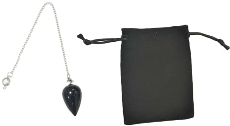 Gudomlig pendel med Obsidian i form av vattendroppe, nedslående pendel, natursten pendel, Vintage Crystal Pendel för Radiestesia, Chakra Reiki Divination pendel (Obsidianska)