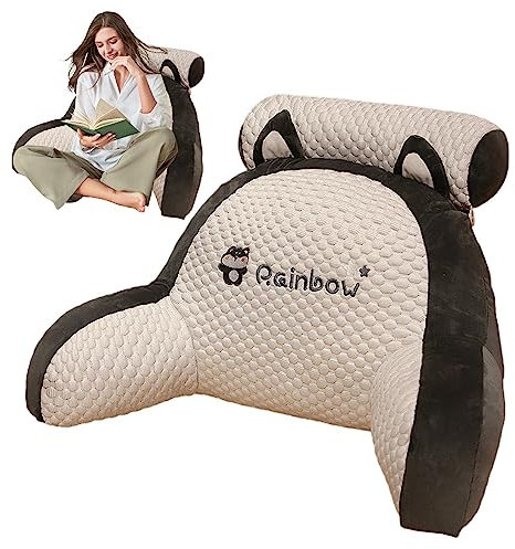 Lecerrot lectura felpa con respaldo, lectura con cojín cervical extraíble, lectura en la silla reposo en la cama, cojín lumbar, cojín para libros, ergonómico al leer la