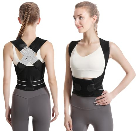 HYJO Correttore Postura Fascia Lombare Supporto Schiena Uomo Donna, Regolabile Tutore Dritta Busto Sollievo dal Aolore Collo, Schiena e alle Spalle(L)