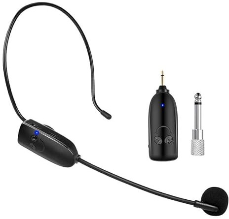 HUACAM 2-in-1 Portable Head-Mounted Wireless Microphone, Effective Range 50 Meters, Suitable for Amplifiers, Teachers, Fitness, Churches, Speeches
