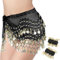 VEGCOO Damen Bauchtanz Gürtel, Kostüm Hüfttuch mit Münzen, Chiffon Hüfttuch, Bauchtanz Hüfttuch Rock+2 Armbänder, Tanztuch Bauchtanz Kostüm, Bauchtanz Münzgürtel für Mädchen Frau (Schwarz)