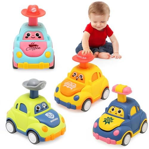 Ballery Baby Auto Spielzeug ab 1 Jahr, Baby Spielzeug 1 2 3 Jahr, Press-and-Go Spielzeugauto Set für Kleinkinder, Jungen und Mädche