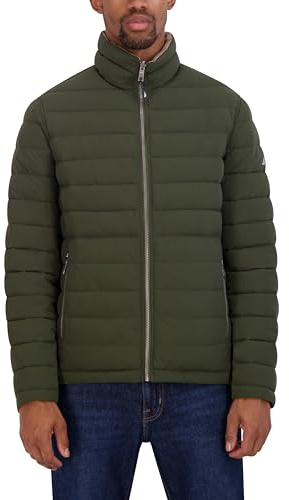 Nautica Men's Reversible Quilted Puffer Jacket –Midweight Mechanical Stretch Winter Coat, Dkforest, XX-Large