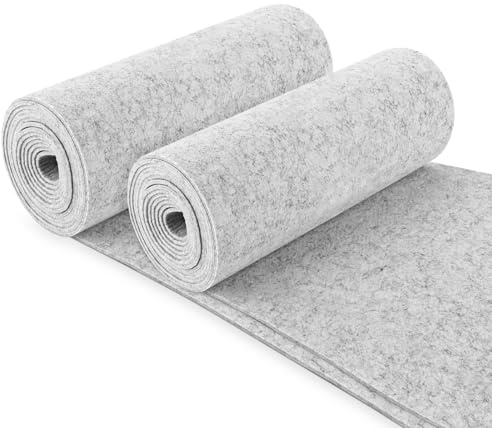 GBACHOOSE 2 rullar filttyg 30 cm x 300 cm x 3 mm, filtmatta polyester filtrulle, ljusgrå pysselfilt, filtunderlag för broderi, dekoration skärning, hantverk
