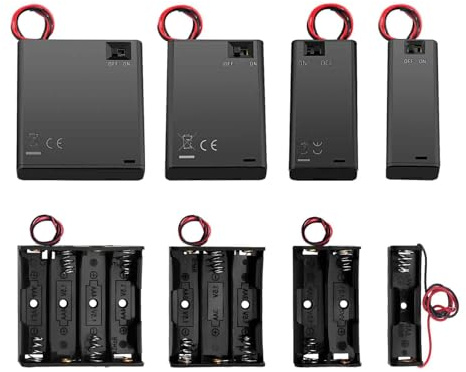 4 st AA-batteripåhållare set, 1/2/3/4 x 1,5V AA plastbatteripåhållare med strömbrytare och skyddslock