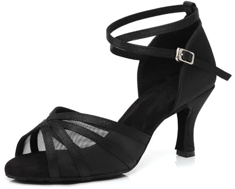 ZYXWVU Scarpe da Ballo Latino Donna Salsa Tango Bachata Matrimoni Samba,D46-nero-7.5cm,37.5 EU