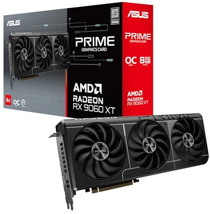 ASUS Prime Radeon RX 9060 XT OC Edition 8GB GDDR6 Gaming Grafikkarte (AMD Radeon RX9060XT, AMD RDNA 4 Architektur, PCIe 5.0, 1x HMDI 2.1b, 2X DisplayPort 2.1a)