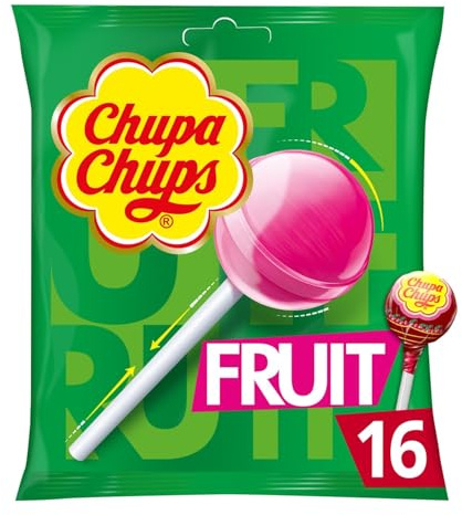 CHUPA CHUPS – Sucettes Fruitées Gourmandes, Plaisir Acidulé à Partager (Sachet 192g, 16 pcs) - Le lot de 4