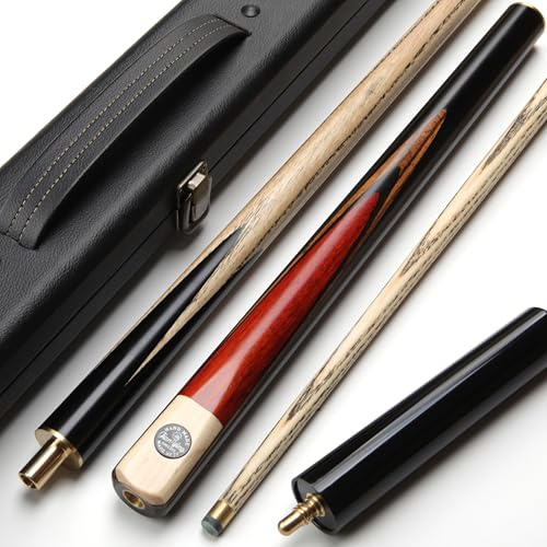 JIAN YING CUE S2 snooker cues set: 9.5mm tip, unique design, red billiard cue, snooker cue, pool cue, handcrafted, 57 18.5oz, 3/4 jointed. With hard protective case, extender, cue towel, chalk, tip.