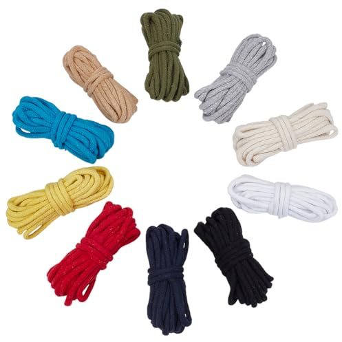 BENECREAT 50 m di Corda di Cotone Naturale 10 colori, Corda In Macramè Colorata Da 5mm per Lavori Fai Da Te, Appendini per Piante, Lavori A Maglia, Decorazioni Natalizie e per Matrimoni