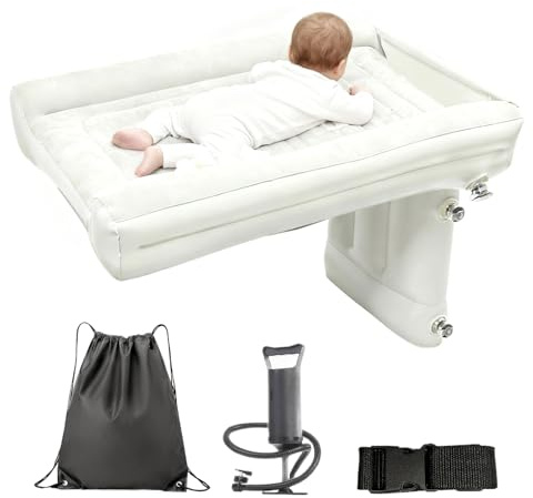 Colchón para automóvil para niños: bomba incorporada, diseño de fácil inflado, superficie cómoda y cómoda, y apto para almacenamiento | Ideal para viajes familiares Aventuras al aire libre Veh