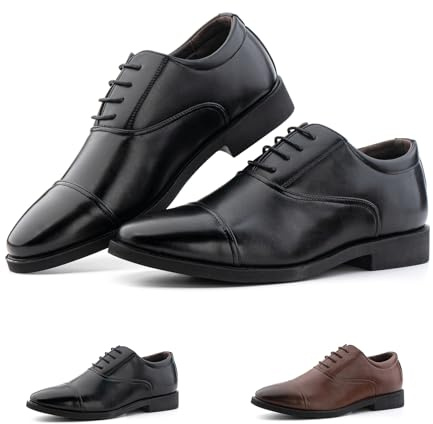 Hitmars Mens Oxford Shoes Lace Up Leather Derby Shoes Business Formal Dress Classic Smart Shoes Men Suit Wedding Brogue Shoes Mu1-Black UK9(EU44)