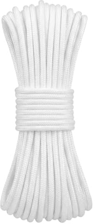 Heavy-Duty Picture Hanging Cord (20m x 3mm), White Nylon String 30kg Capacity, Braided Rope for Frames, Mirrors, Paintings, Decorations, Craft Projects
