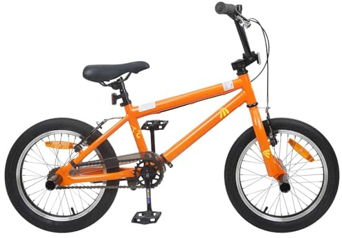 vidaXL BMX 20 Pouces pour Les Plus de 9 Ans Orange, Vélo BMX pour Enfants Classique, Guidon et siège réglables, Vitesse Unique, Cadre en Acier