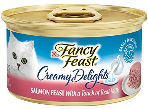 Purina Fancy Feast Pate Wet Cat Food, Creamy Delights Salmon Feast With a Touch of Real Milk - (Pack of 24) 3 oz. Cans
