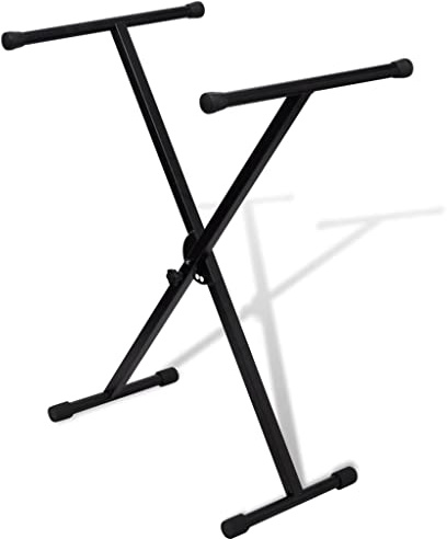 vidaXL Adjustable Keyboard Stand - X-Frame Steel Construction - Anti-Slip & Foldable - 5-Settings Height - Black