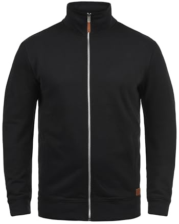 Blend BHAlio Herren Sweatjacke Cardigan Sweater mit Reißverschluss Stehkragen Rippbündchen Baumwollmischung Regular fit, Größe:XL, Farbe:Black (70155)