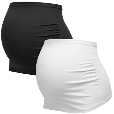 Herzmutter Pregnancy Belly Band - Cotton Maternity top Extender - Tube top - Back-Warmer - Double Pack - 6000
