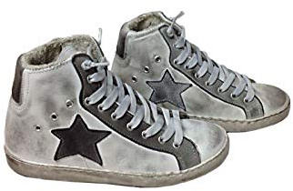 VIA CONDOTTI Scarpe Sneakers Alte Uomo Donna Pelle Bianco Ghiaccio Grigio sfumato Nuovo