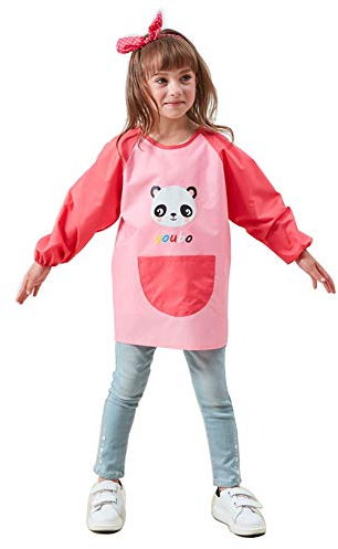 Lazzon Tablier Enfant de Peinture Manches Longues Etanche Bavoir Blouse de Peinture pour Fille Garçon 2-8 ans