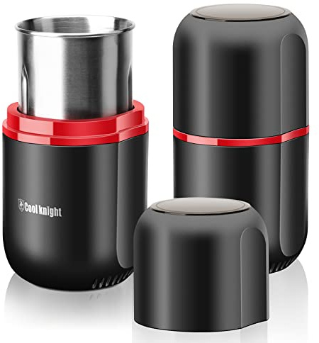 COOL KNIGHT Herb Grinder [large capacity/fast/Electric ]-Spice Herb Coffee Grinder with Pollen Catcher/- 7.5 (Black)