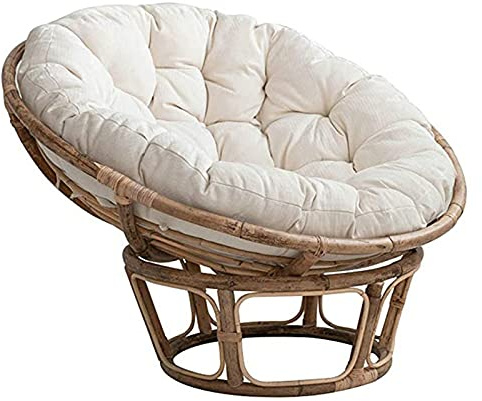 Redonda Cojines de Silla, Papasan Cojín de Asiento para Sillón, Uso en Interiores y al Aire Libre, Blanco, 120x120cm