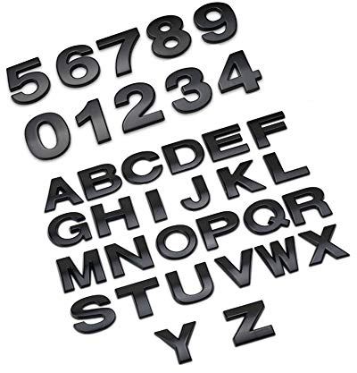 NewL - Pegatinas de Letras metálicas para Coche, buzón y casa, Emblema, Nombre, Insignia, Color Negro (Personalizable)