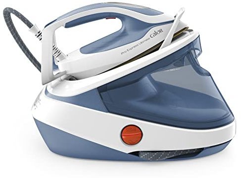 Calor Pro Express Ultimate Dampfbügelstation, Druck 7,6 bar, Dampfleistung 155 g/min, Dampfstoß 580 g/min, Technologie ohne Einstellungen, Vertikales Dampfgaren, hergestellt in Frankreich GV9710C0