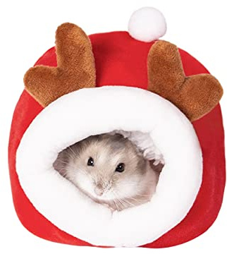 Andiker Lit pour Hamster, Mini Maison Douce et Chaude pour Hamster Mignon antidérapant nid de Couchage pour Petits Animaux Maison pour Mini hérissons (cerf)