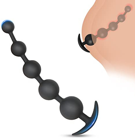 BDSMAGE Silikon Analkugeln Buttplug mit 5 Kugeln, Analplug Analkette mit Anal beads für Männer und Frauen, Extra Lang Anal Dildo Anal Hook Anus Masturbator Sex Toy Sexspielzeug (L)
