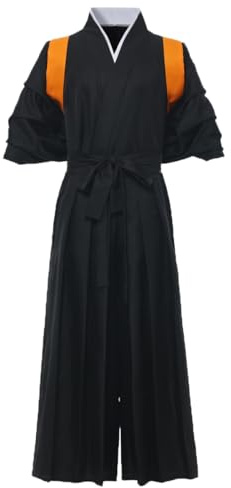 Japansk samuraj kimono hakama-uniform traditionell Aikido Kendo kampsport anime-kostym, Orange, XL