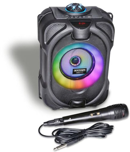 Bontempi | SonicSync - Drahtloser Verstärker Karaoke mit dynamischem Mikrofon, Lichteffekten und Echoeffekt, 31,7x19,4x15,1 cm