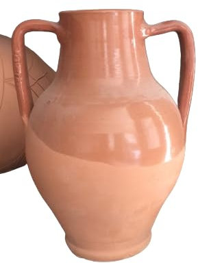 Vaso in terracotta semi smaltato con manici, 35 cm