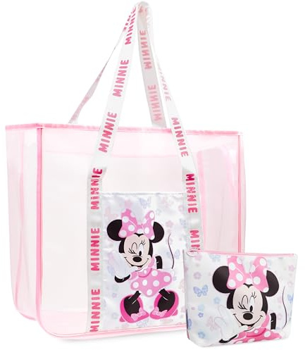 Get Trend Disney Minnie Mouse Bolso de Playa Mujer Adolescente Bolsa de Verano con Neceser Pequeño Viajes Accesorios para Mujer (Minnie Mouse Rosa)